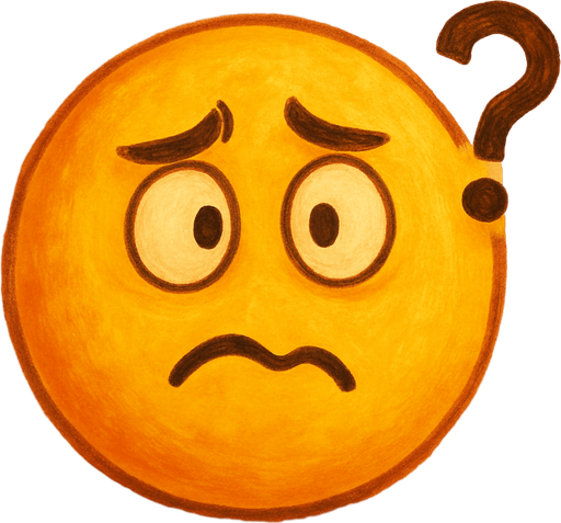 A clever yellow round ball with a yellow confused expression