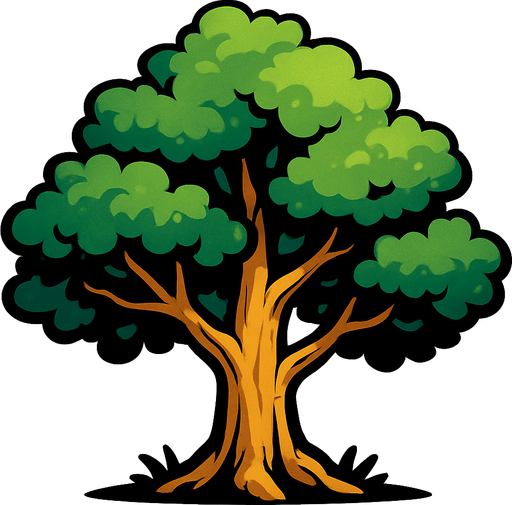 ağaç.
In-Game asset.  2d.  High contrast.  No shadows