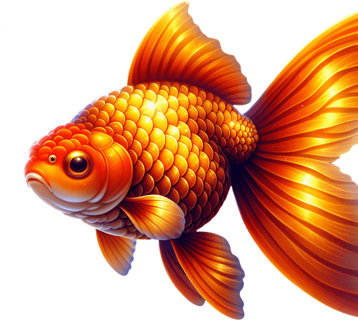 A realistic goldfish.
Single Game Texture. In-Game asset. 2d. Blank background. High contrast. No shadows.