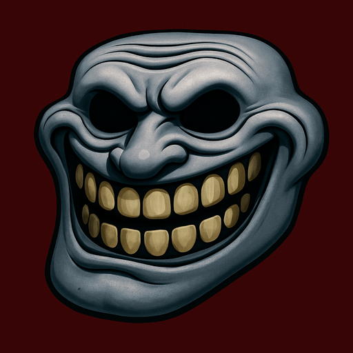 3D Scary trollface meme.
In-Game asset.  3D.  High contrast.  No shadows