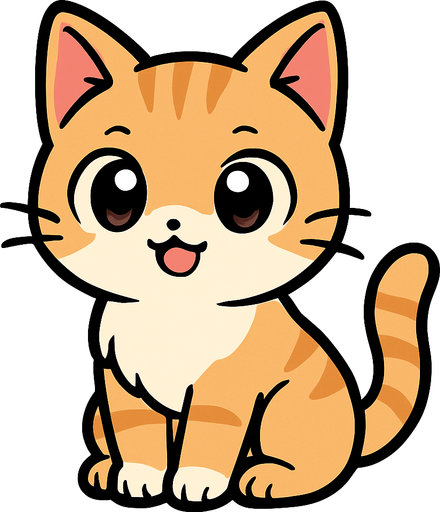 A cute manga style cat.
In-Game asset.  2d.  High contrast.  No shadows