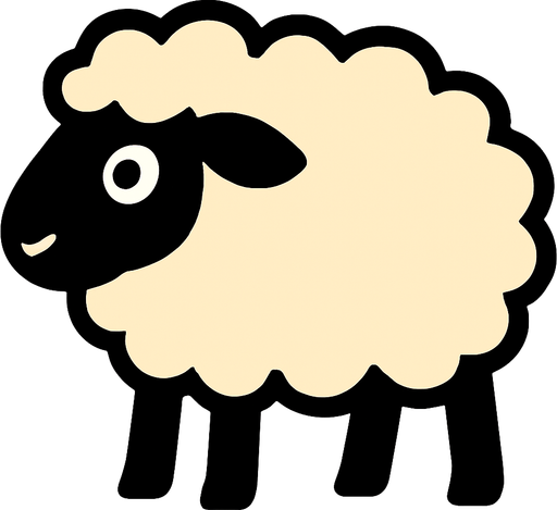 Sheep.
In-Game asset.  2d.  High contrast.  No shadows