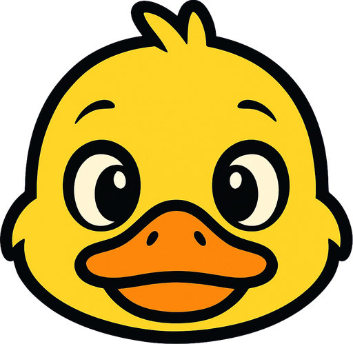 yellow cartoon baby duck face.
In-Game asset.  2d.  High contrast.  No shadows