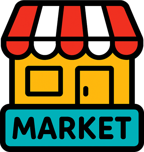 oyunlardaki market ikonu.
In-Game asset.  2d.  High contrast.  No shadows