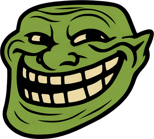 Troll face.
In-Game asset.  2d.  High contrast.  No shadows