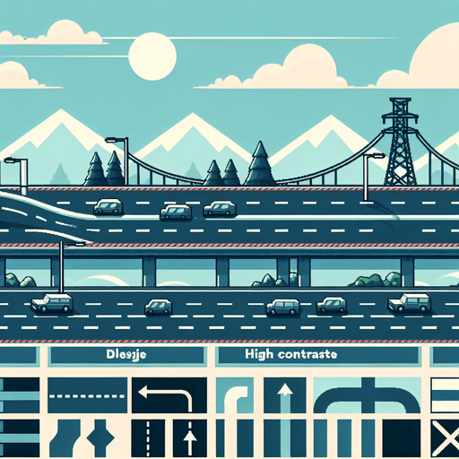 highway.
Single Game Texture. In-Game asset. 2d. Blank background. High contrast. No shadows.