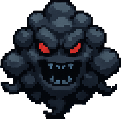 16 bit image evil black gray cloud monster.
In-Game asset.  2d.