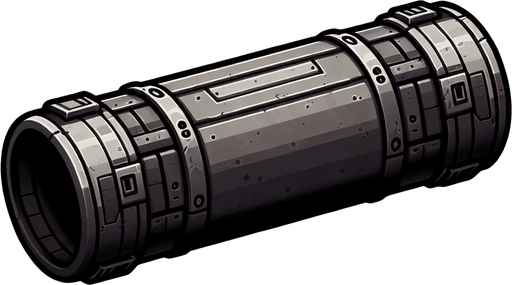 drop bom tube.
Single Game Texture.  In-Game asset.  2d.  Blank background.  High contrast.  No shadows