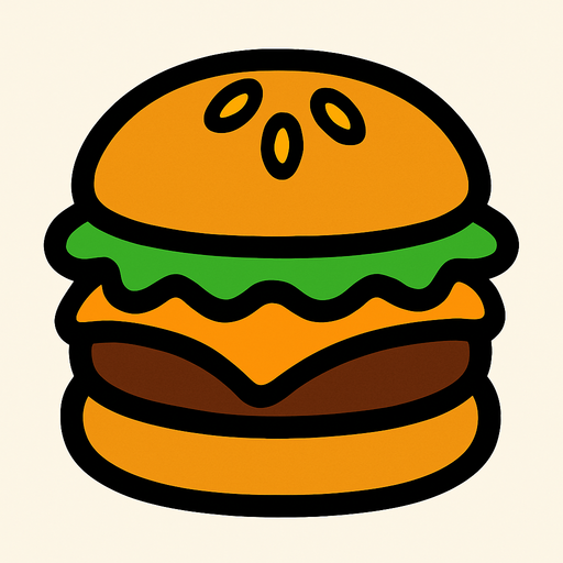 burger.
In-Game asset.  2d.  High contrast.  No shadows