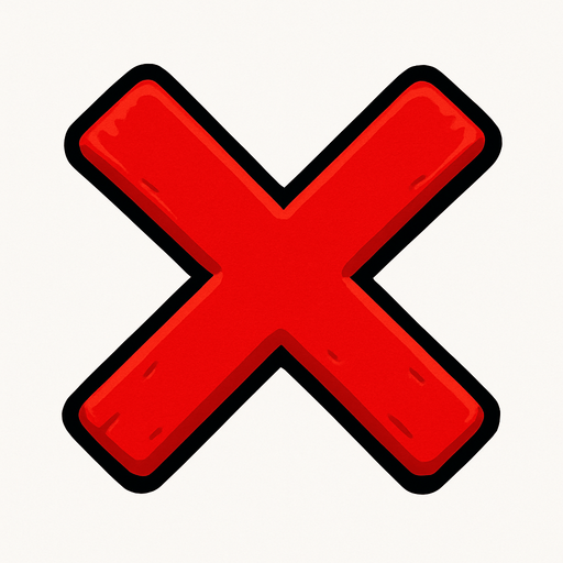 kırmızı x.
In-Game asset.  2d.  High contrast.  No shadows