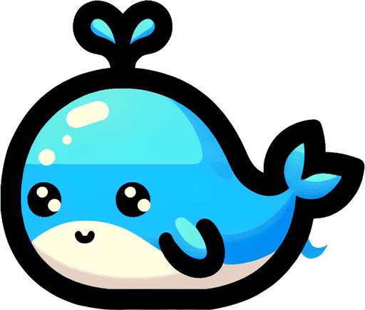 Very adorable whale.
Single Game Texture.  In-Game asset.  2d.  Blank background.  High contrast.  No shadows