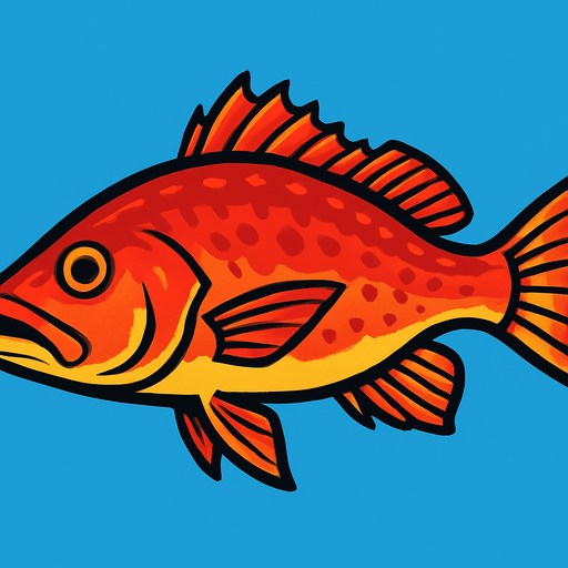 horizontal image Snapper fish.
In-Game asset.  2d.  High contrast.  No shadows