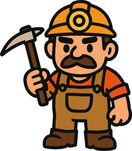 Un minero.
In-Game asset.  2d.  High contrast.  No shadows