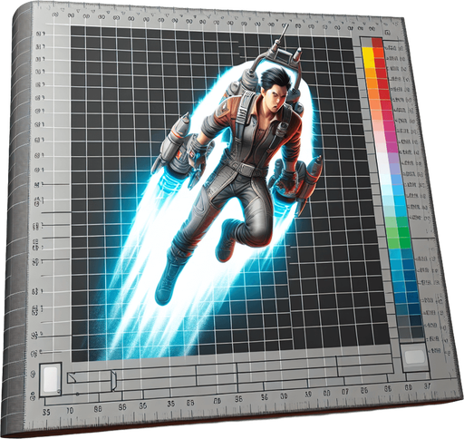 person with jet pack going straight
Single Game Texture.  In-Game asset.  Blank background.  High contrast