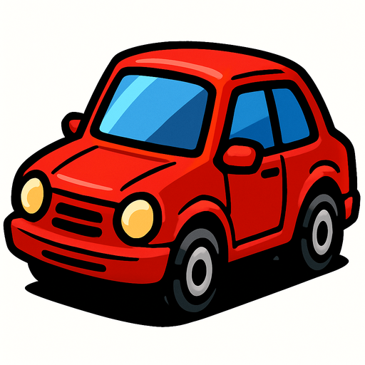 Red car.
In-Game asset.  2d.  High contrast.  No shadows