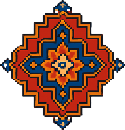 Create carpet from Iran with pixel art.
In-Game asset.  2d.  High contrast.  No shadows