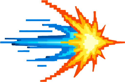 bir rüzgar gibi bir şey retro oyunlardaki vurma efekti gibi olsun lazer ile rüzgarın karışımı birşey.
In-Game asset.  2d.  High contrast.  No shadows