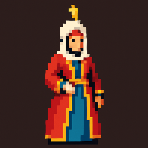 ottoman lady pixel.
In-Game asset.  2d.  High contrast.  No shadows