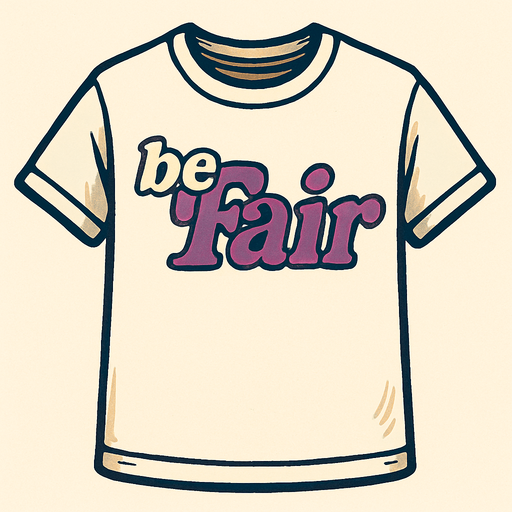 Beyaz bir t-shirt oluştur . üsütünde beFair yazsın t-shirtün . be beyaz Fair mor renkte olsun . retro temada olsun.
In-Game asset.  2d.  High contrast.  No shadows