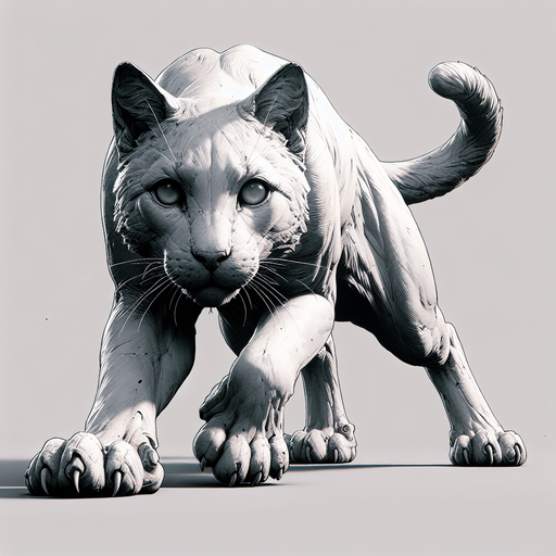a cat that is facing the camera and is ready to jump with all 4 paws on the ground.
Single Game Texture. In-Game asset. 2d. Blank background. High contrast. No shadows.