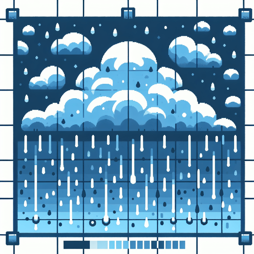 A heavy downpour from a raincloud . Game art illustration style in blue and white colors..
Single Game Texture. In-Game asset. 2d. Blank background. High contrast. No shadows.
