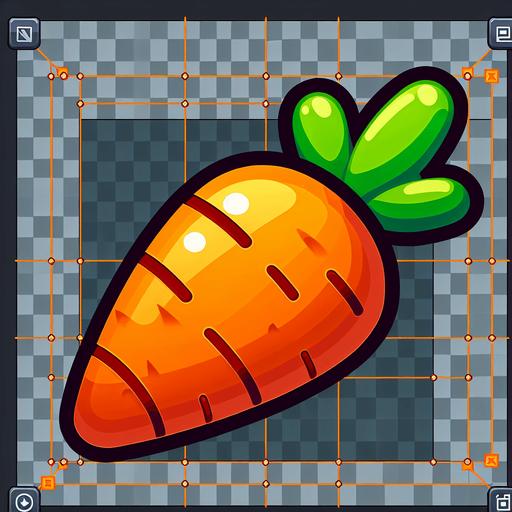carrote.
Single Game Texture.  In-Game asset.  2d.  Blank background.  High contrast.  No shadows