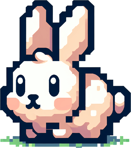 MG bunny.
Single Game Texture.  In-Game asset.  2d.  Blank background.  High contrast.  No shadows
