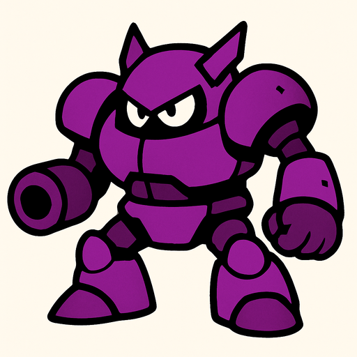purple robot enemy.
In-Game asset.  2d.  High contrast.  No shadows