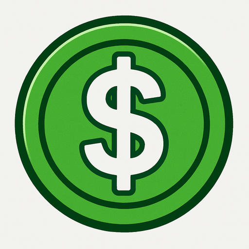 yeşil jeton içerisinde dolar simgesi.
In-Game asset.  2d.  High contrast.  No shadows