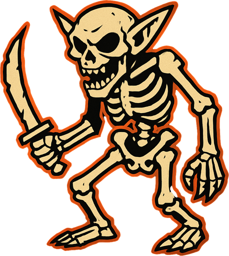 kemikli iskelet goblin.
In-Game asset.  2d.  High contrast.  No shadows