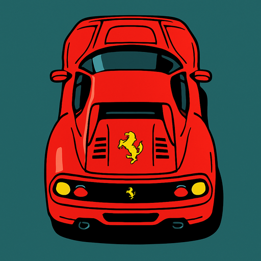 ferrari seen from top.
In-Game asset.  2d.  High contrast.  No shadows