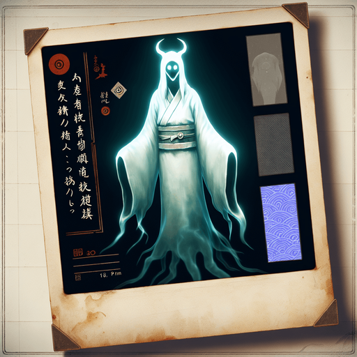 Polaroid photo of ghost, Japanese ghost
Single Game Texture. In-Game asset. 2d. Blank background. High contrast. No shadows.
