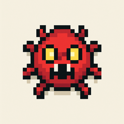 Un enemigo pequeño visto desde arriba, pixel cartoon..
In-Game asset.  2d.  High contrast.  No shadows no backgound