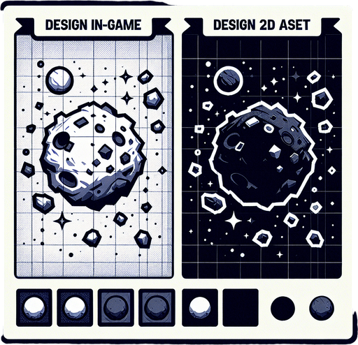 астероид.
Single Game Texture. In-Game asset. 2d. Blank background. High contrast. No shadows.