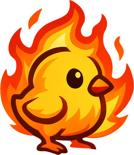 ateş civcivi.
In-Game asset.  2d.  High contrast.  No shadows