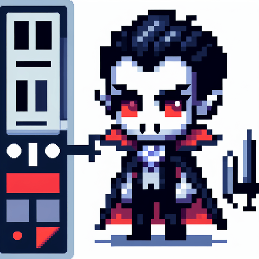pixel art vampire, single sprite
Single Game Texture. In-Game asset. 2d. Blank background. High contrast. No shadows.
