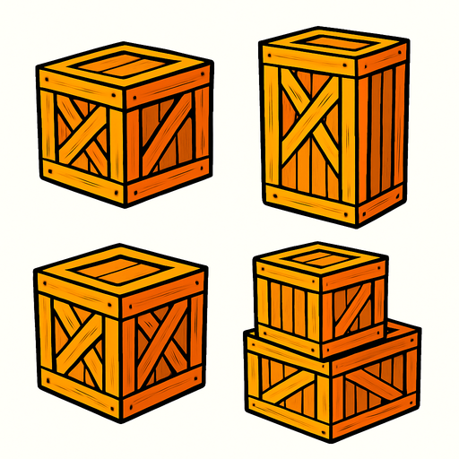 çizgi film boxes.
In-Game asset.  2d.  High contrast.  No shadows