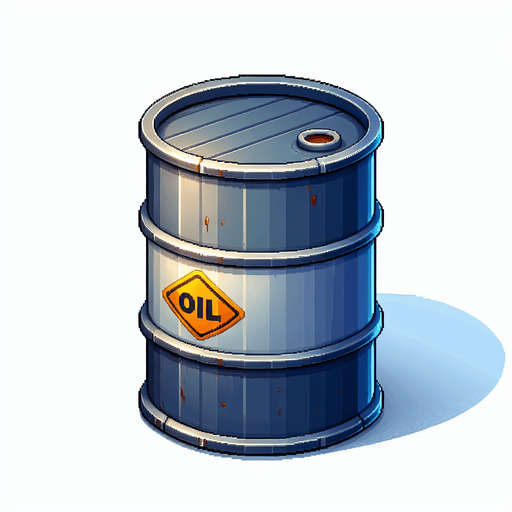 oil barrel.
Single Game Texture. In-Game asset. 2d. Blank background. High contrast. No shadows.