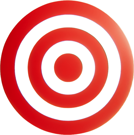 Red and white target.
Single Game Texture.  In-Game asset.  2d.  Blank background.  High contrast.  No shadows