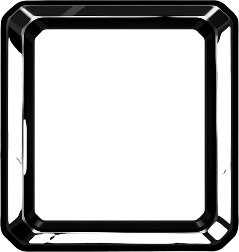 Shiny black rectangle frame.
In-Game asset.  2d.  High contrast.  No shadows