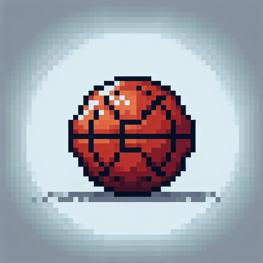 basketball ball. pixelated. 8 bit.
Single Game Texture. In-Game asset. 2d. Blank background. High contrast. No shadows.