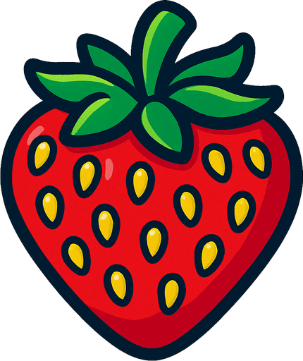 Strawberry.
In-Game asset.  2d.  High contrast.  No shadows