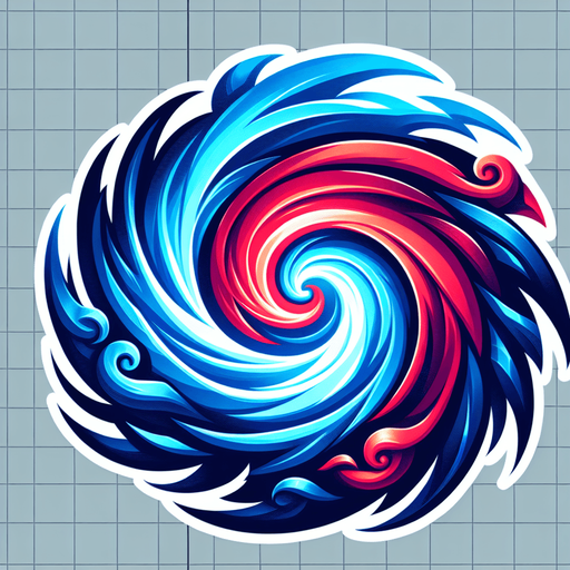 tourbillon bleu et rouge.
Single Game Texture. In-Game asset. 2d. Blank background. High contrast. No shadows.