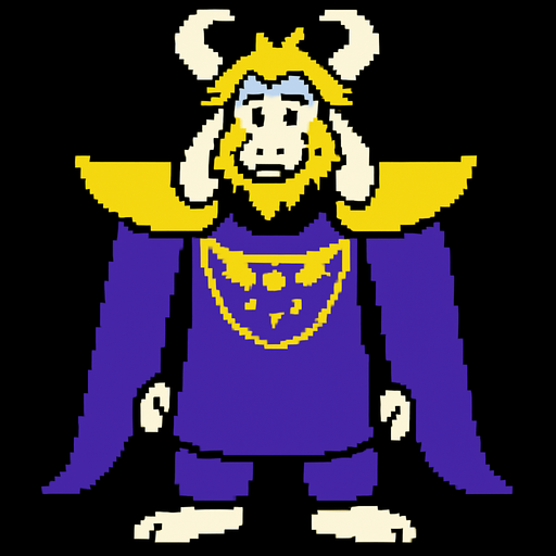 Asgore Deltarune.
In-Game asset.  2d.  High contrast.  No shadows