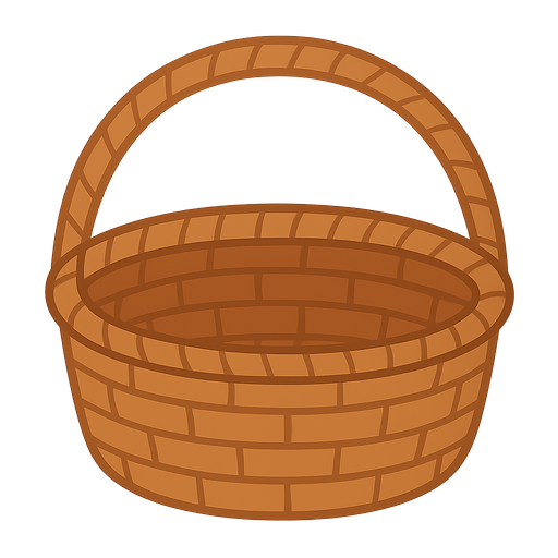 hollow fruit basket. No background. Transparent background. Blank background. No shadows. 2d. In-Game asset. flat