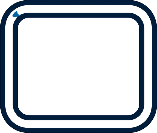 A rounded rectangle frame with both the inside and the border colored — no text inside. Colors can be yellow, blue, or white..
In-Game asset.  2d.  High contrast.  No shadows