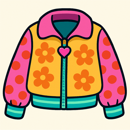 cute designer jacket top view..
In-Game asset.  2d.  High contrast.  No shadows