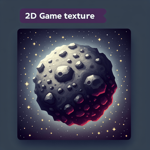 asteroid.
Single Game Texture.  In-Game asset.  2d.  Blank background.  High contrast.  No shadows