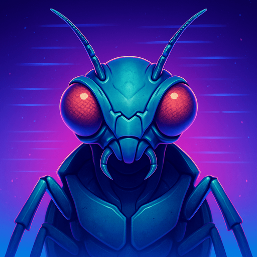 Front-facing icon, Fullscreen modern App Store art style with futuristic medium alien bug
, 16:9, high definition.  No text captions!