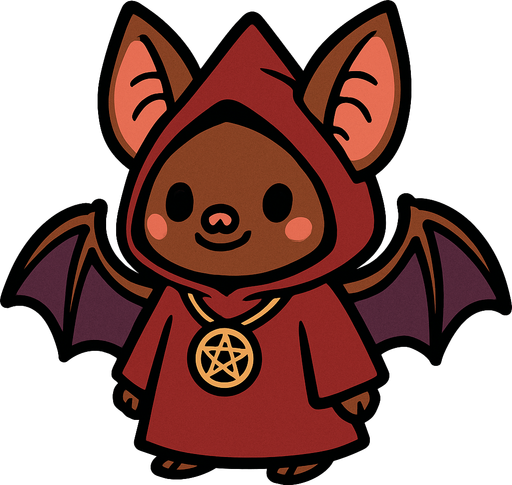 cute nice bat cultist.
In-Game asset.  2d.  High contrast.  No shadows